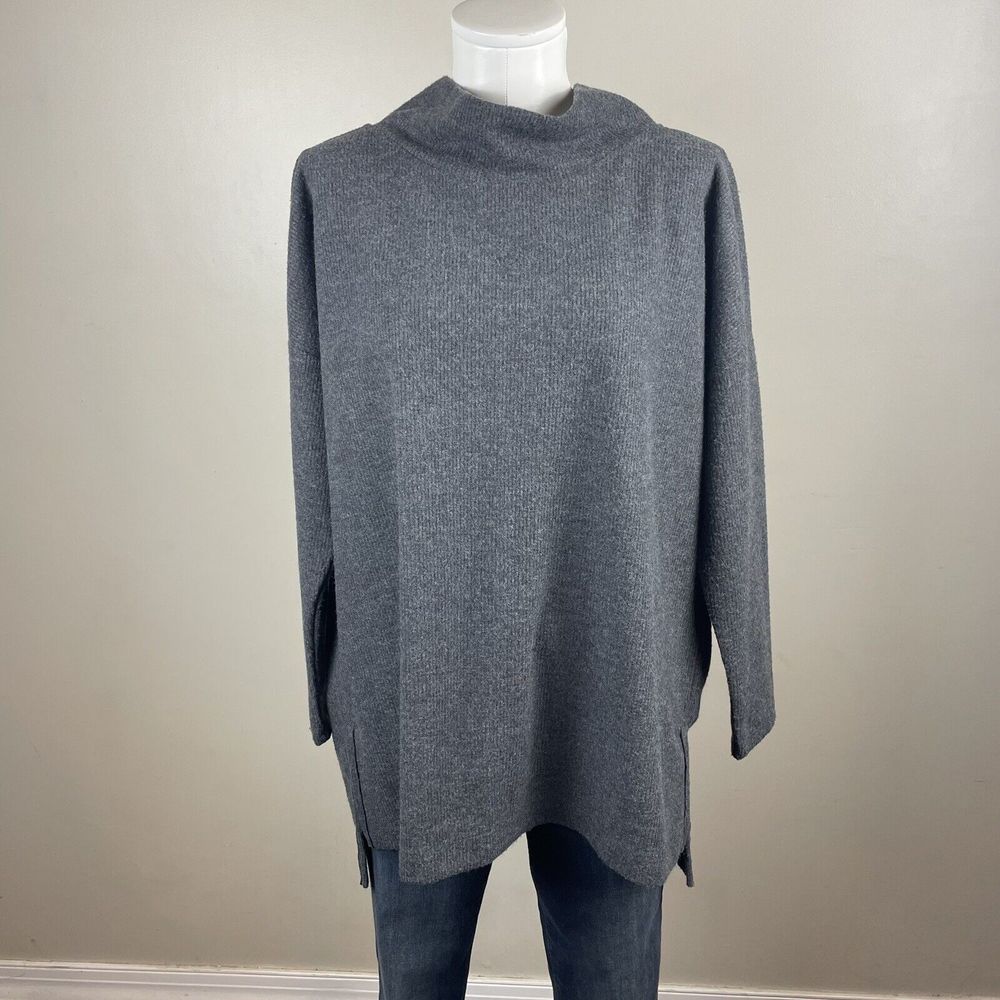 Anthropologie Size Medium Gray Mock neck Tunic Soft Cozy Top